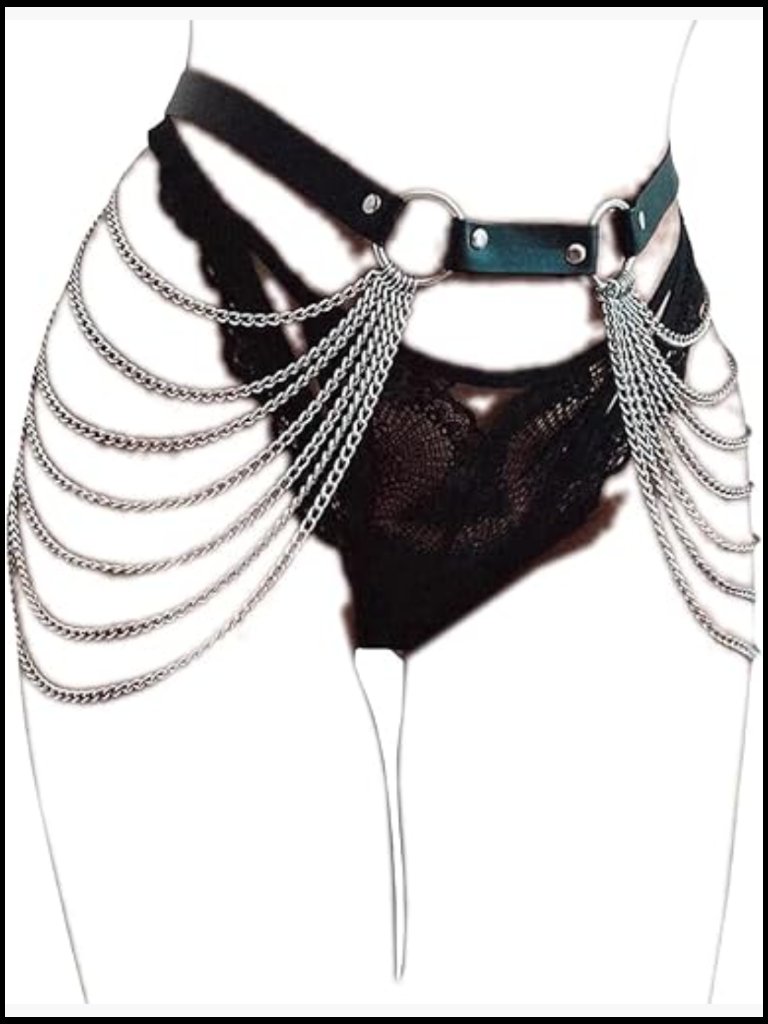 Punk Leather Belly Waist Chain Belt Gothic Layered Body Chains Festival Harness